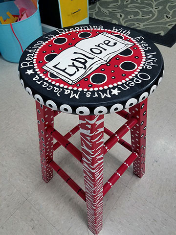 24&Quot; Personalized Hand Painted Art Stool