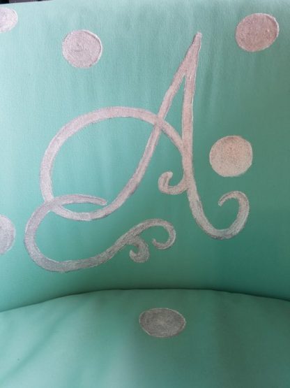 Hand Painted Monogram Polka Dot Club Chair
