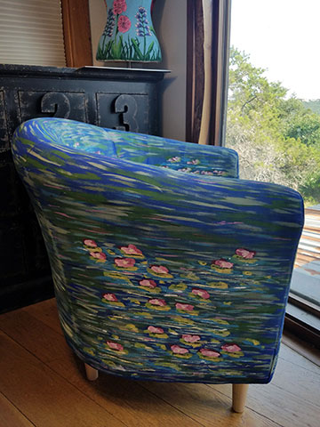 Hand Painted Water Lilies Club Chair